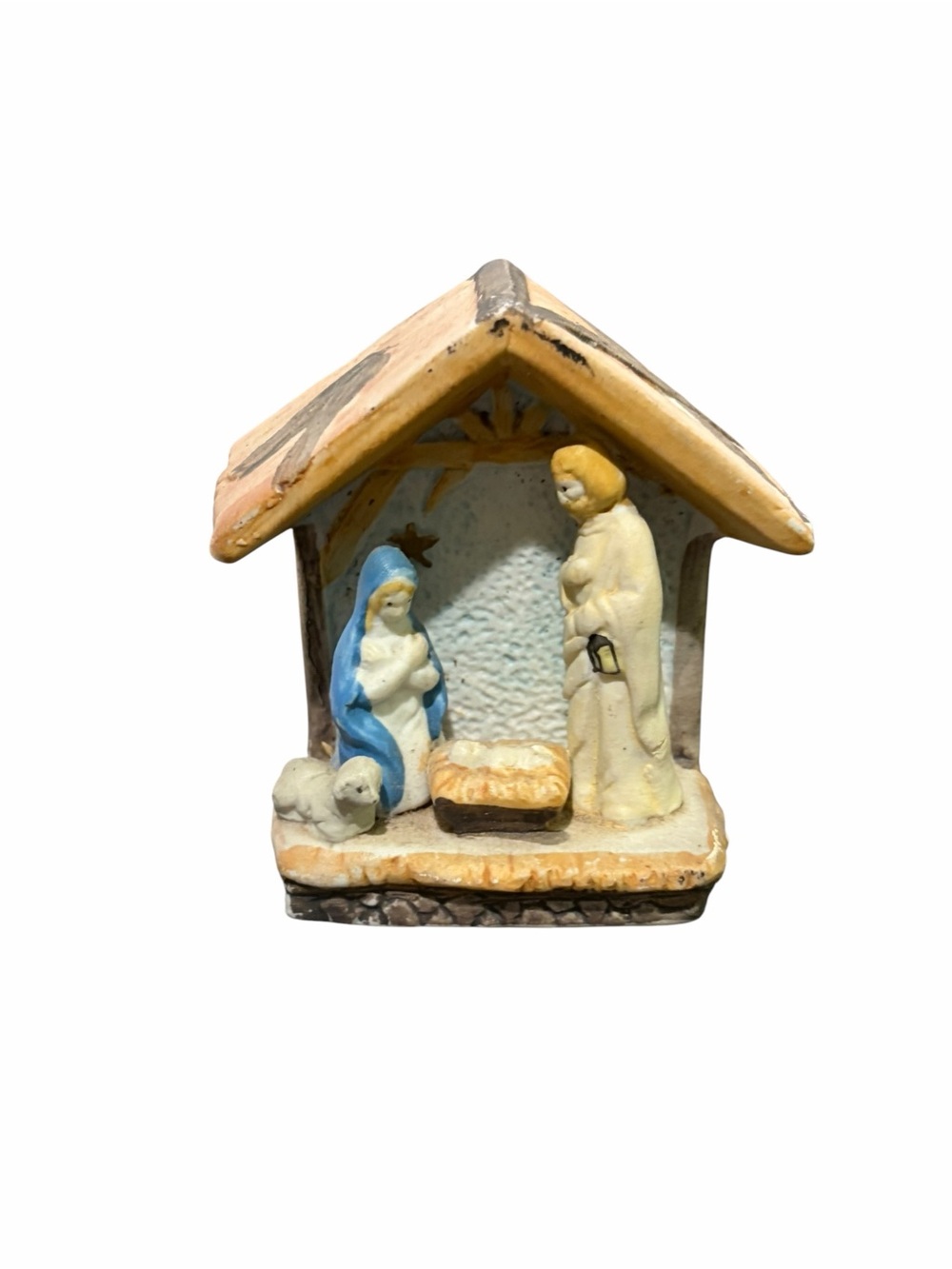 Vintage Lefton Nativity Tea Light / Candle Holder Figurine
